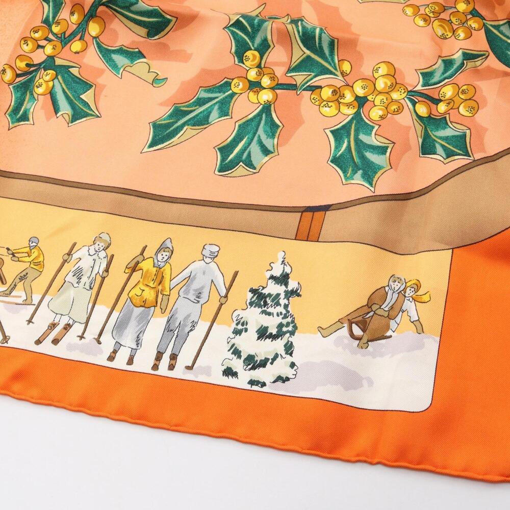 HERMES Orange Silk Scarf - Picture 7 of 9